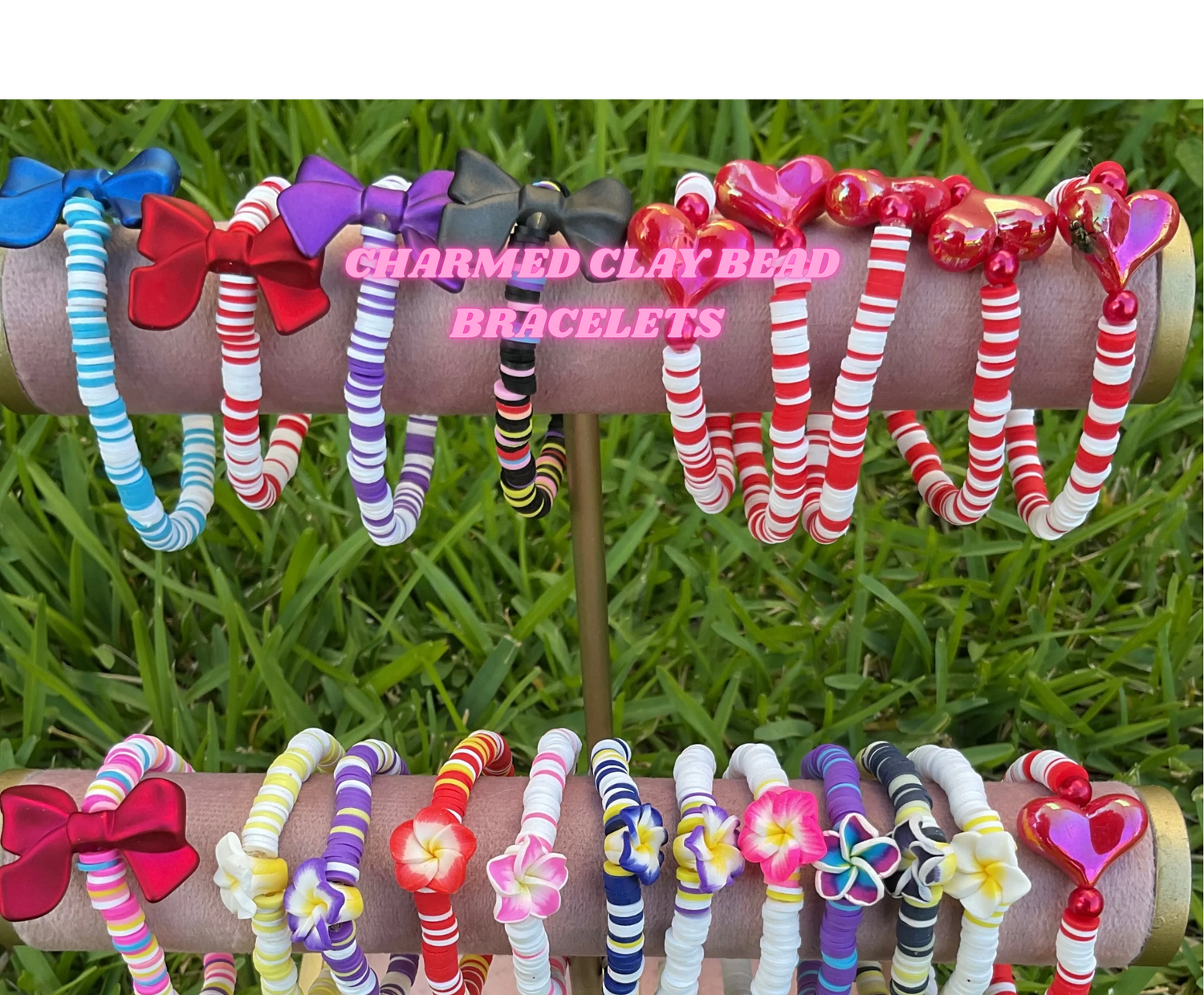 CHARMED CLAY BEAD BRACELETS