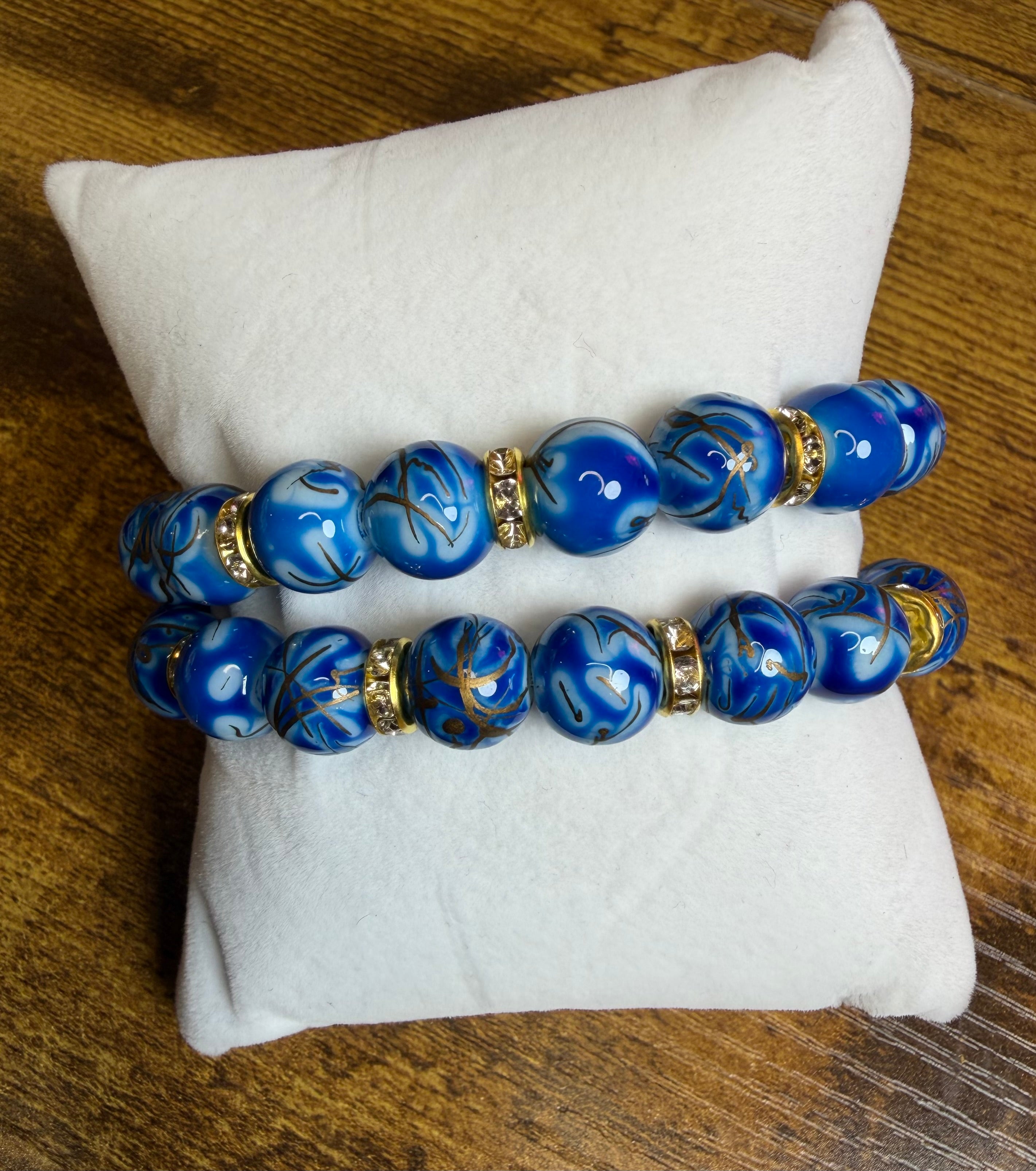 Glass Bead Bracelet with Charm Spacers